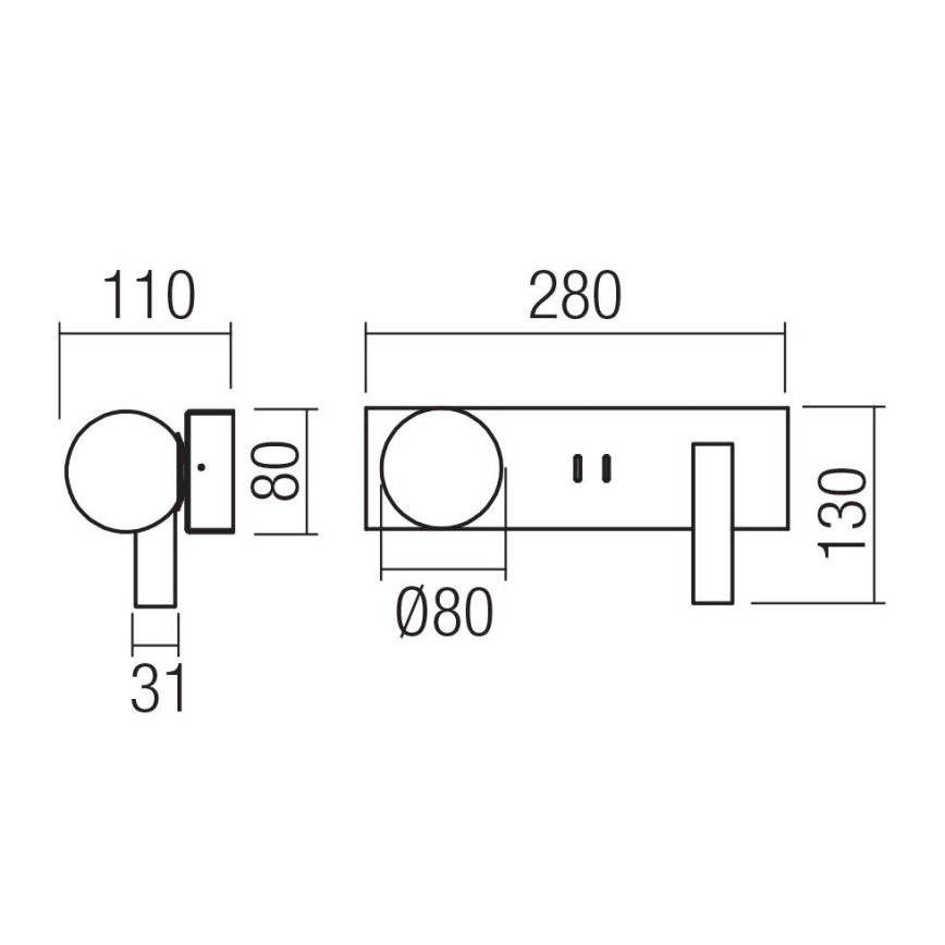 Redo 01-4663 - Applique murale NORMA LED/5W/230V + LED/3W CRI 90 USB blanc/noir