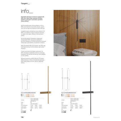 Redo 01-4673 - Applique murale LED TANGENT LED/6W/230V 2700/2850/3000K 73 cm IRC 90 noire