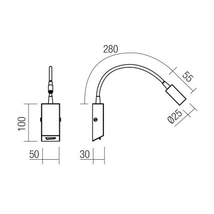 Redo 01-4802 - Lampe flexible LED HELLO LED/3W/230V bronze