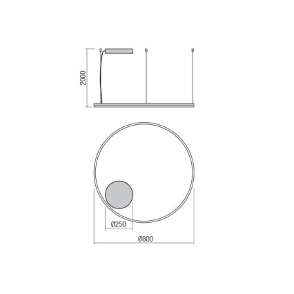 Redo 01-4877 - Lustre LED dimmable suspendu sur câble ORBIT LED/55W/230V 2700/3000K bronze