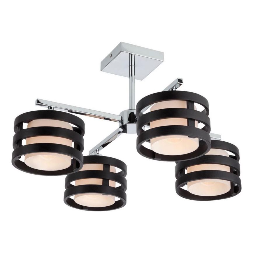 Redo 01-627 - Suspension sur tige KIM 4xE14/28W/230V chrome brillant/noir