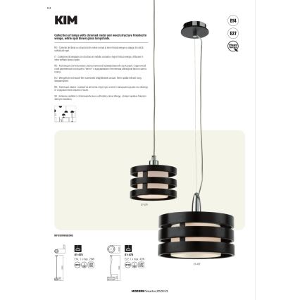 Redo 01-627 - Suspension sur tige KIM 4xE14/28W/230V chrome brillant/noir