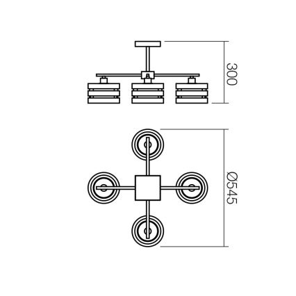 Redo 01-627 - Suspension sur tige KIM 4xE14/28W/230V chrome brillant/noir