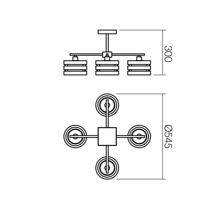 Redo 01-627 - Suspension sur tige KIM 4xE14/28W/230V chrome brillant/noir