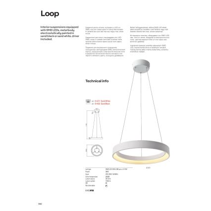 Redo 01-671 - Suspension filaire LOOP LED/38W/230V d. 45 cm blanc