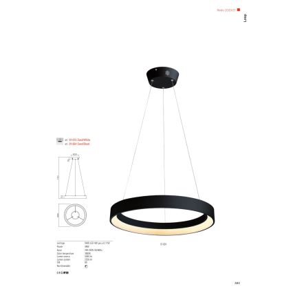 Redo 01-672 - Suspension filaire LOOP LED/48W/230V d. 60 cm blanc