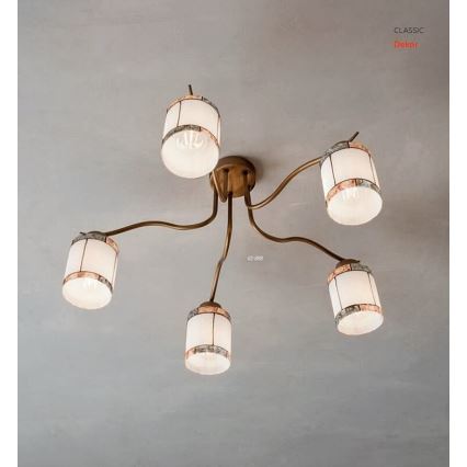 Redo 02-888 - Plafonnier DEKOR 5xE27/42W/230V d. 52,3 cm bronze