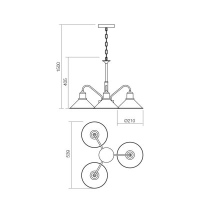 Redo 02-935 - Suspension avec chaîne VERNER 3xE27/42W/230V