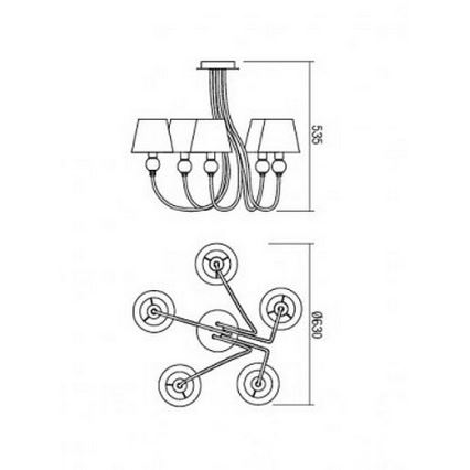 Redo 02-955 - Suspension avec tige GWEN 5xE14/28W/230V