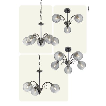 Redo 02-970 - Suspension-barre ASPERA 3xE14/28W/230V noir
