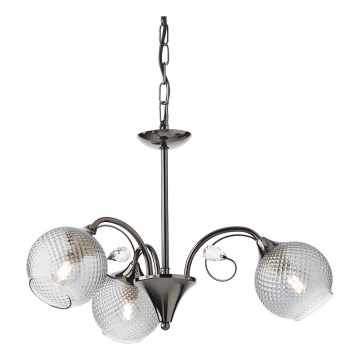 Redo 02-972 - Lustre à chaîne ASPERA 3x E14/28W/230V Ø 52 cm noir