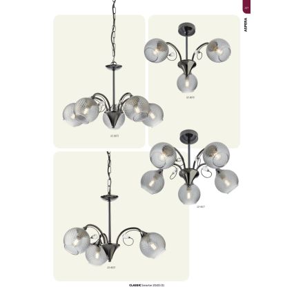 Redo 02-973 - Suspension chaîne ASPERA 5xE14/28W/230V noir
