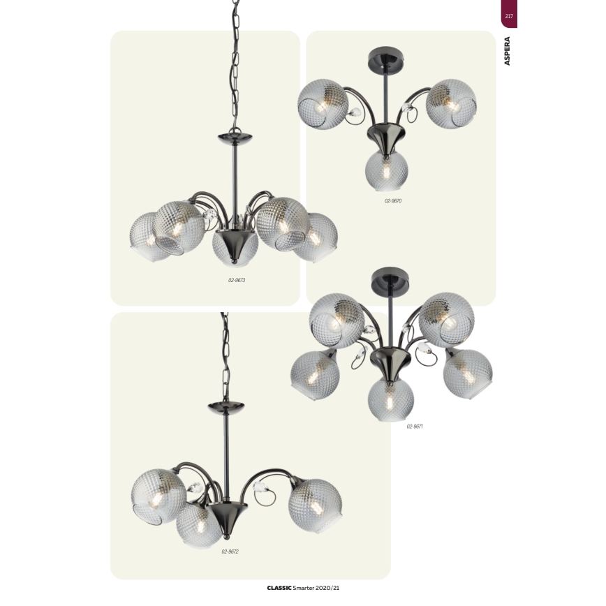Redo 02-973 - Suspension chaîne ASPERA 5xE14/28W/230V noir