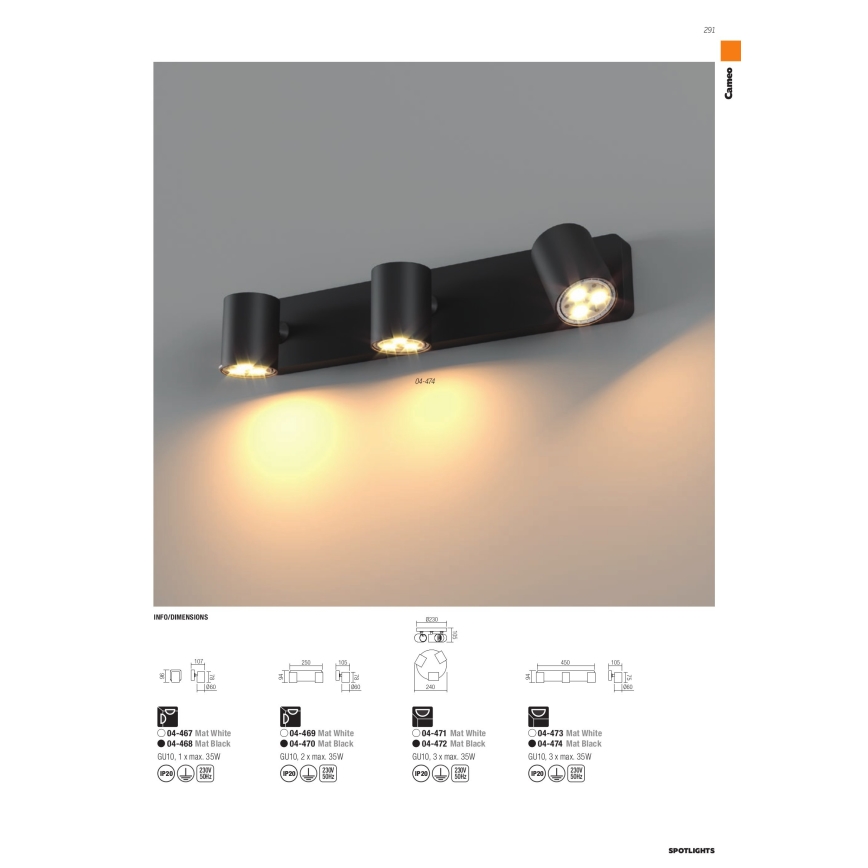 Redo 04-470 - Spot CAMEO 2xGU10/35W/230V noir