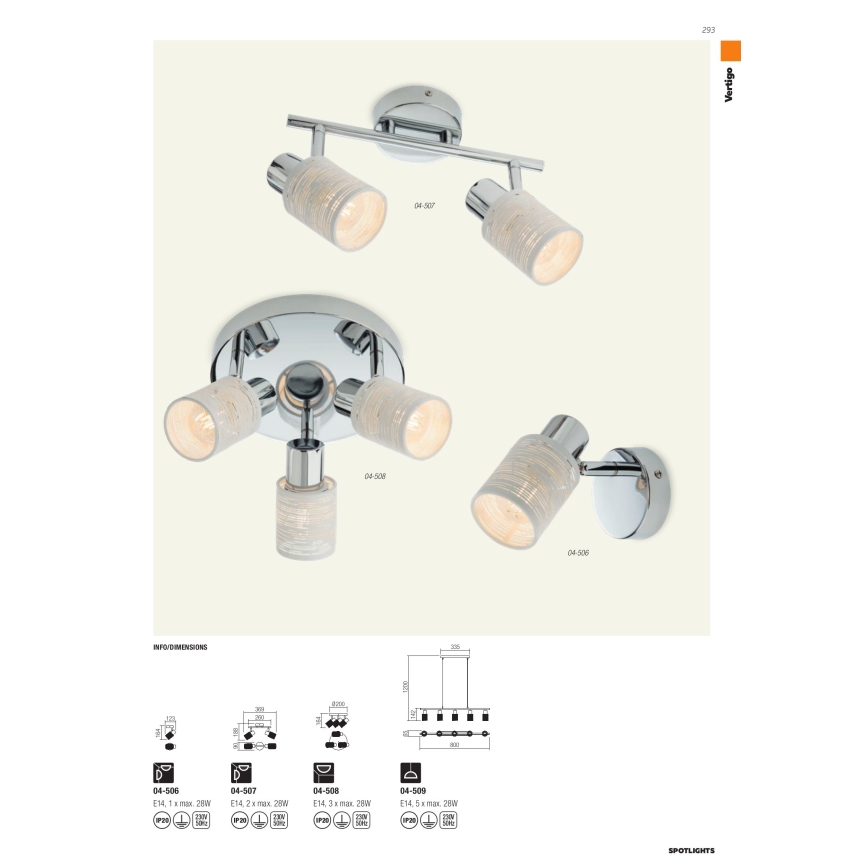 Redo 04-509 - Suspension sur câble VERTIGO 5xE14/28W/230V chrome brillant/blanc
