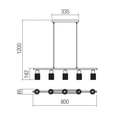 Redo 04-509 - Suspension sur câble VERTIGO 5xE14/28W/230V chrome brillant/blanc