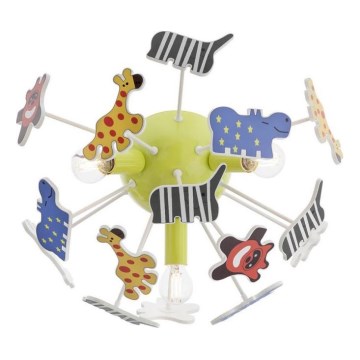 Redo 04-514 - Plafonnier SAFARI pour enfant, 3xE14/28W/230V, Ø 41 cm, multicolore
