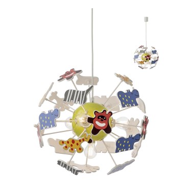 Redo 04-515 - Suspension filaire enfant SAFARI 4xE14/28W/230V d. 35 cm coloré