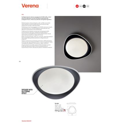 Redo 05-922 - Plafonnier VERENA LED/24W/230V anthracite