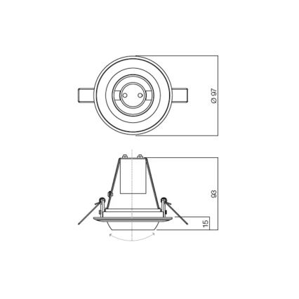 Redo 70069 - Plafonnier encastré TR 1xE14/28W/230V doré