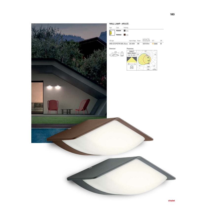Redo 90001 - Applique murale d'extérieur LED CHALET LED/8W/230V IP54