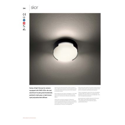 Redo 90004 - Plafonnier extérieur SKOR LED/12W/230V d. 15 cm IP54 marron