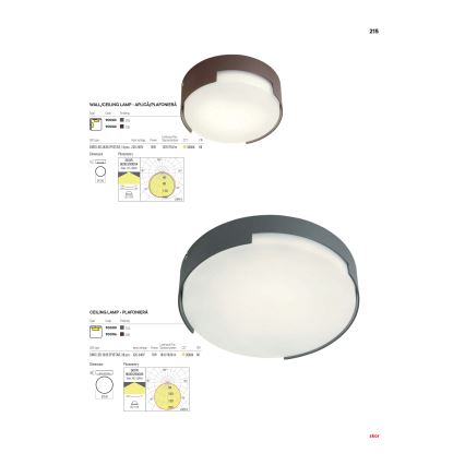 Redo 90004 - Plafonnier extérieur SKOR LED/12W/230V d. 15 cm IP54 marron