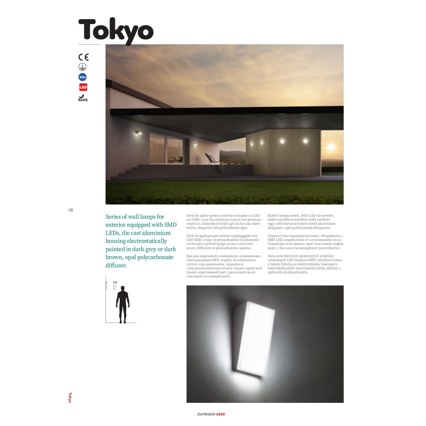 Redo 90015 - Applique murale LED d'extérieur TOKYO LED/12W/230V IP54
