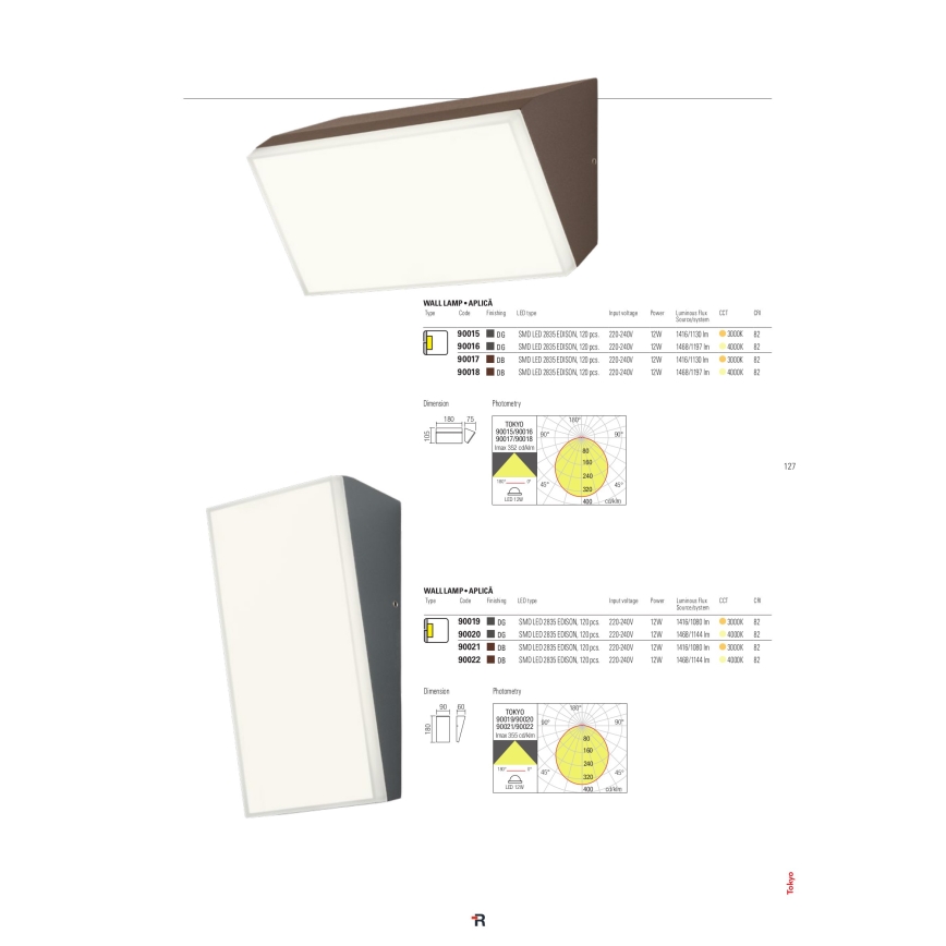 Redo 90017 - Applique murale LED d'extérieur TOKYO LED/12W/230V IP54
