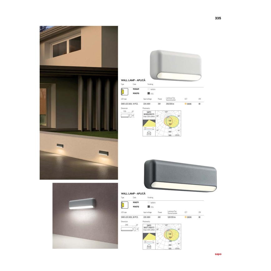 Redo 90070 - Applique murale extérieure LED SAPO LED/3W/230V IP65