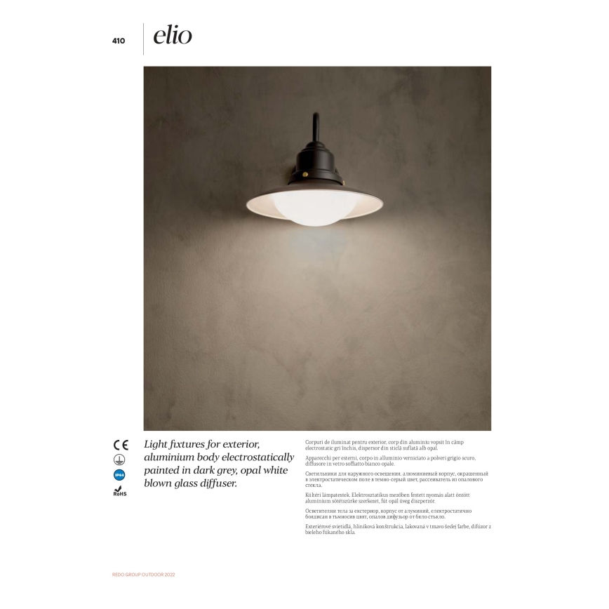 Redo 90093 - Applique murale d'extérieur ELIO 1xE27/42W/230V IP44