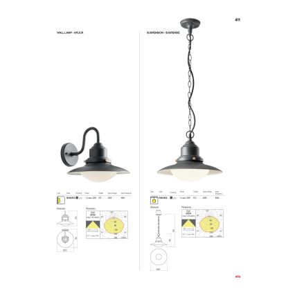 Redo 90093 - Applique murale d'extérieur ELIO 1xE27/42W/230V IP44