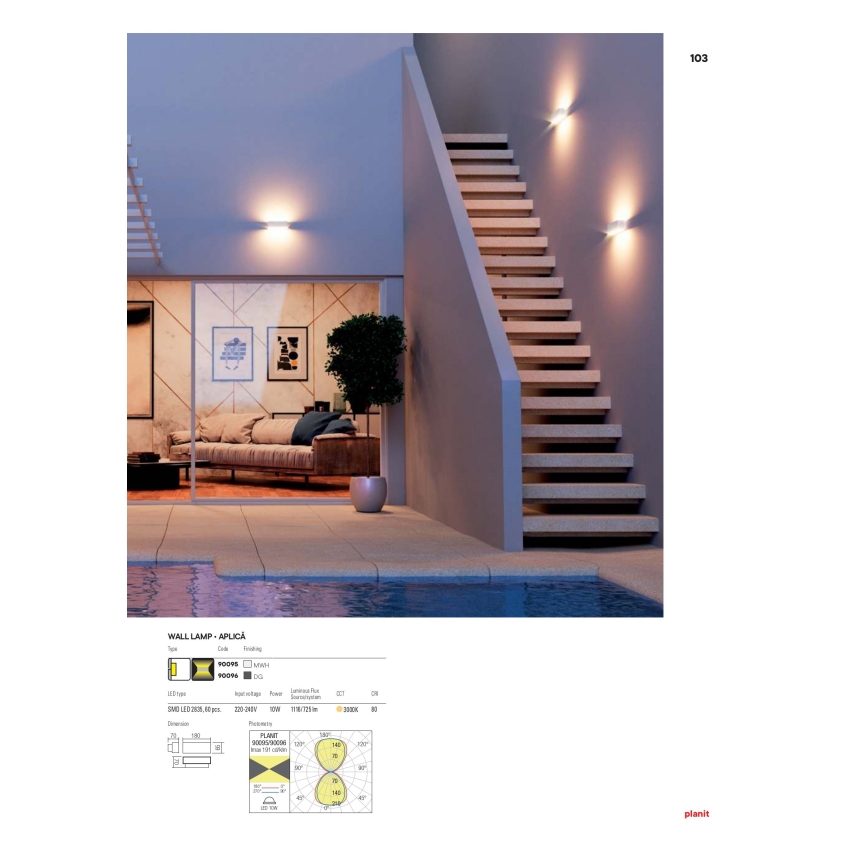Redo 90096 - Applique murale d'extérieur LED PLANIT LED/10W/230V 3000K IP54 anthracite