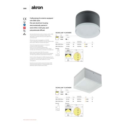 Redo 90109 - Plafonnier LED extérieur AKRON 1xLED/9W/230V IP54