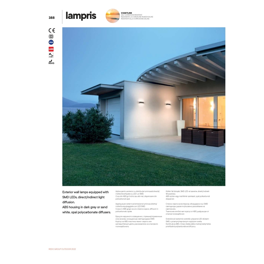 Redo 90153 - Applique murale LED d'extérieur LAMPRIS 1xLED/9W/230V IP65