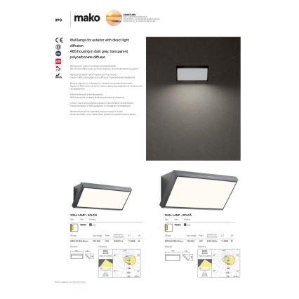 Redo 90160 - Applique murale d'extérieur MAKO LED/21W/230V IP65