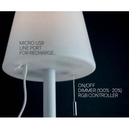 Redo 90165 - Lampe de table d'extérieur LED RGB à intensité variable PINO LED/2,6W/230V 4400 mAh IP44