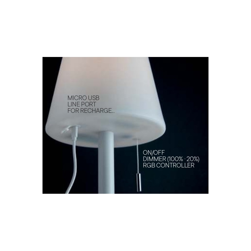 Redo 90165 - Lampe de table d'extérieur LED RGB à intensité variable PINO LED/2,6W/230V 4400 mAh IP44