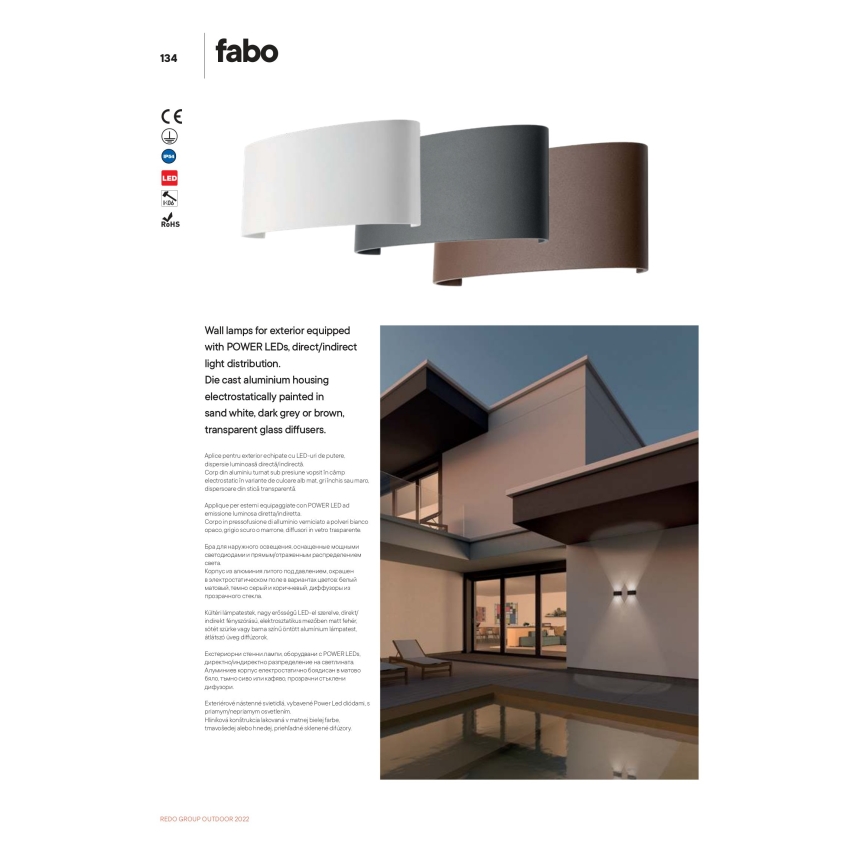 Redo 90227 - LED Applique murale d'extérieur FABO LED/6W/230V 3000K IP54 marron