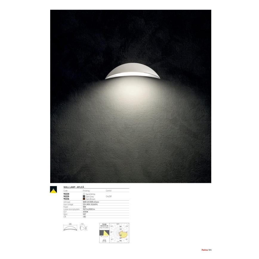 Redo 90235 - Applique murale LED d'extérieur PALMA LED/18W/230V 3000K IP54 anthracite
