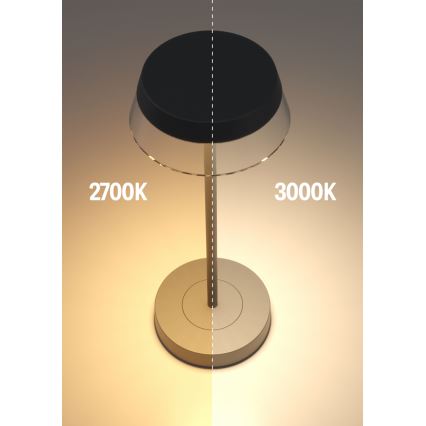 Redo 90312 - Lampe de table tactile LED à intensité variable ILUNA LED/2,5W/5V 2700-3000K 3000 mAh IP65 noir