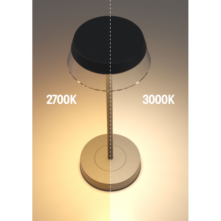Redo 90312 - Lampe de table tactile LED à intensité variable ILUNA LED/2,5W/5V 2700-3000K 3000 mAh IP65 noir
