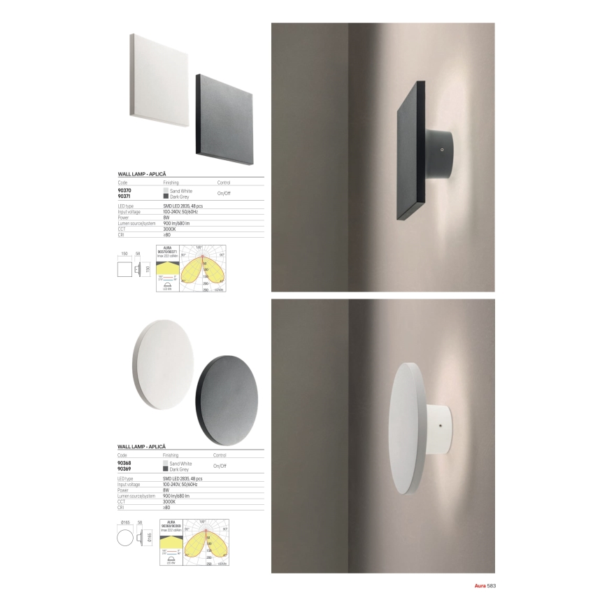 Redo 90371 - Applique murale d'extérieur AURA LED/8W/230V 3000K IP65 anthracite