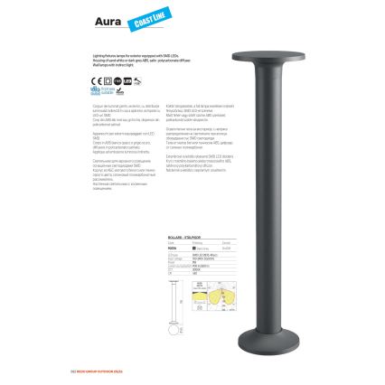 Redo 90374 - Lampe d'extérieur AURA LED/8W/230V 3000K 70 cm IP65 anthracite