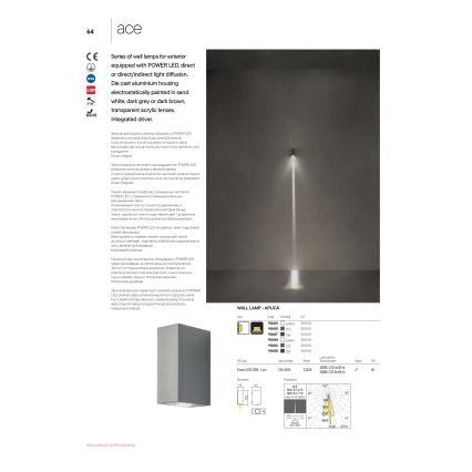 Redo 90417 - LED Applique murale d'extérieur ACE LED/3,36W/230V 3000K IP54 marron
