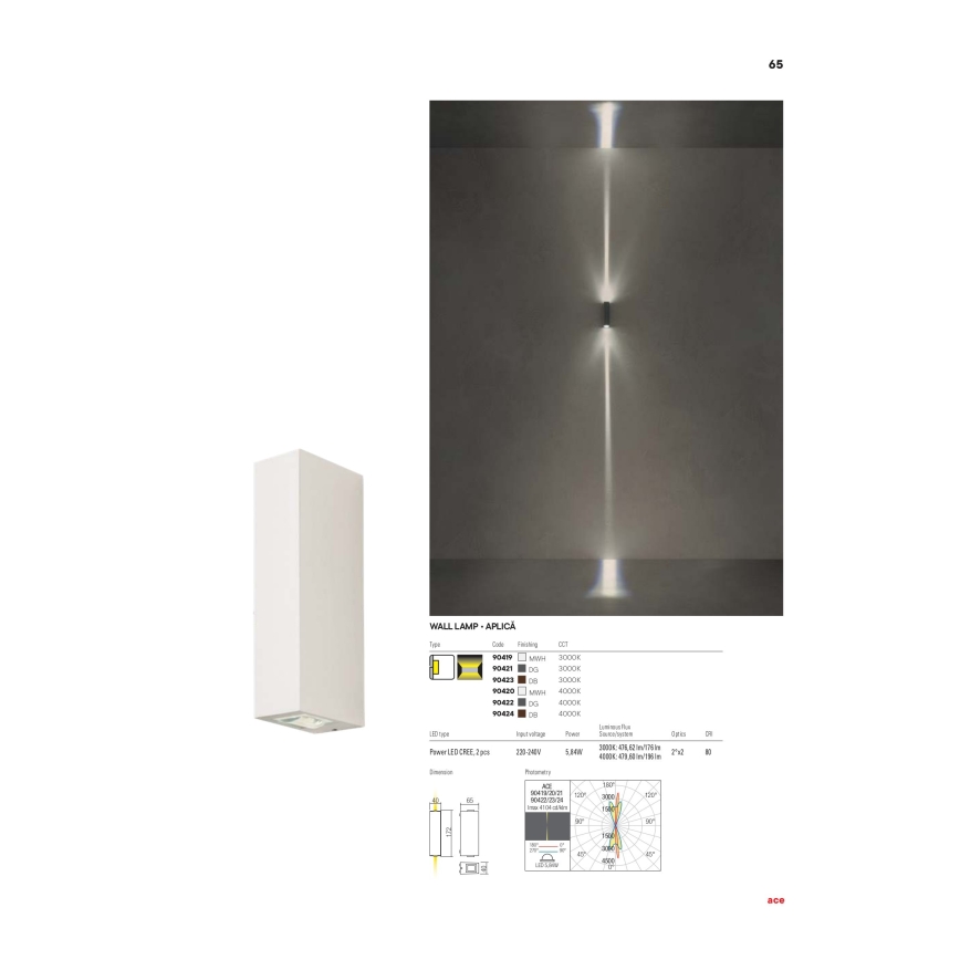 Redo 90421 - LED Applique murale d'extérieur ACE 2xLED/5,84W/230V 3000K IP54 gris