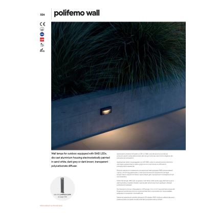 Redo 90426 - Applique murale LED extérieure POLIFEMO LED/8W/230V IP65 anthracite