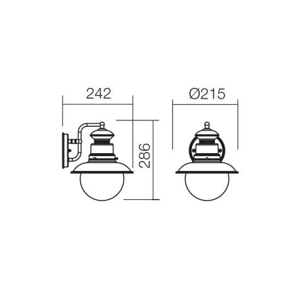 Redo 9045 - Applique murale extérieure SCOTT 1xE27/42W/230V IP44