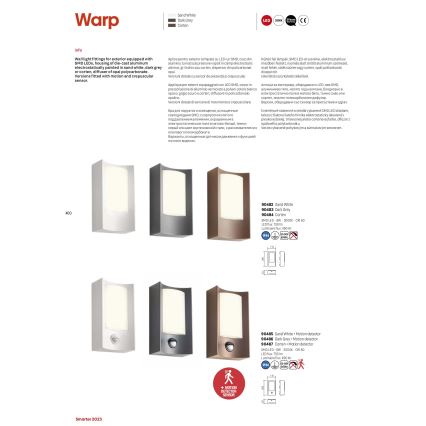 Redo 90486 - Applique murale extérieure avec détecteur WARP LED/8W/230V 3000K IP44 anthracite