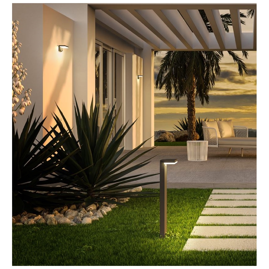 Redo 90535 - Applique murale solaire avec détecteur TAIYO LED/2W/3,7V 3000K 2200 mAh IP54 anthracite